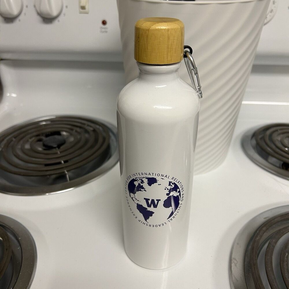 UW Washington Huskies Center for International Relations Water Bottle White 25oz